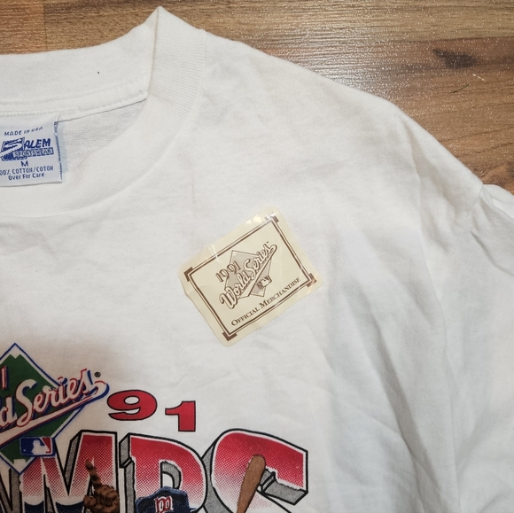 Vintage 1991 Minnesota Twins World Series Champs T-Shirt M Salem Sportswear USA - Picture 9 of 9